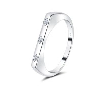 Plain Shape with CZ Stone Silver Ring NSR-4044